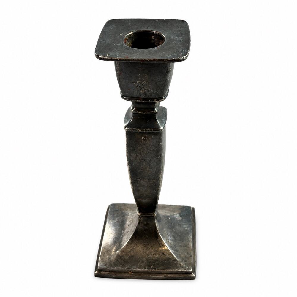 Vintage Silverplate Candlestick Square Base Single Taper Candle Holder